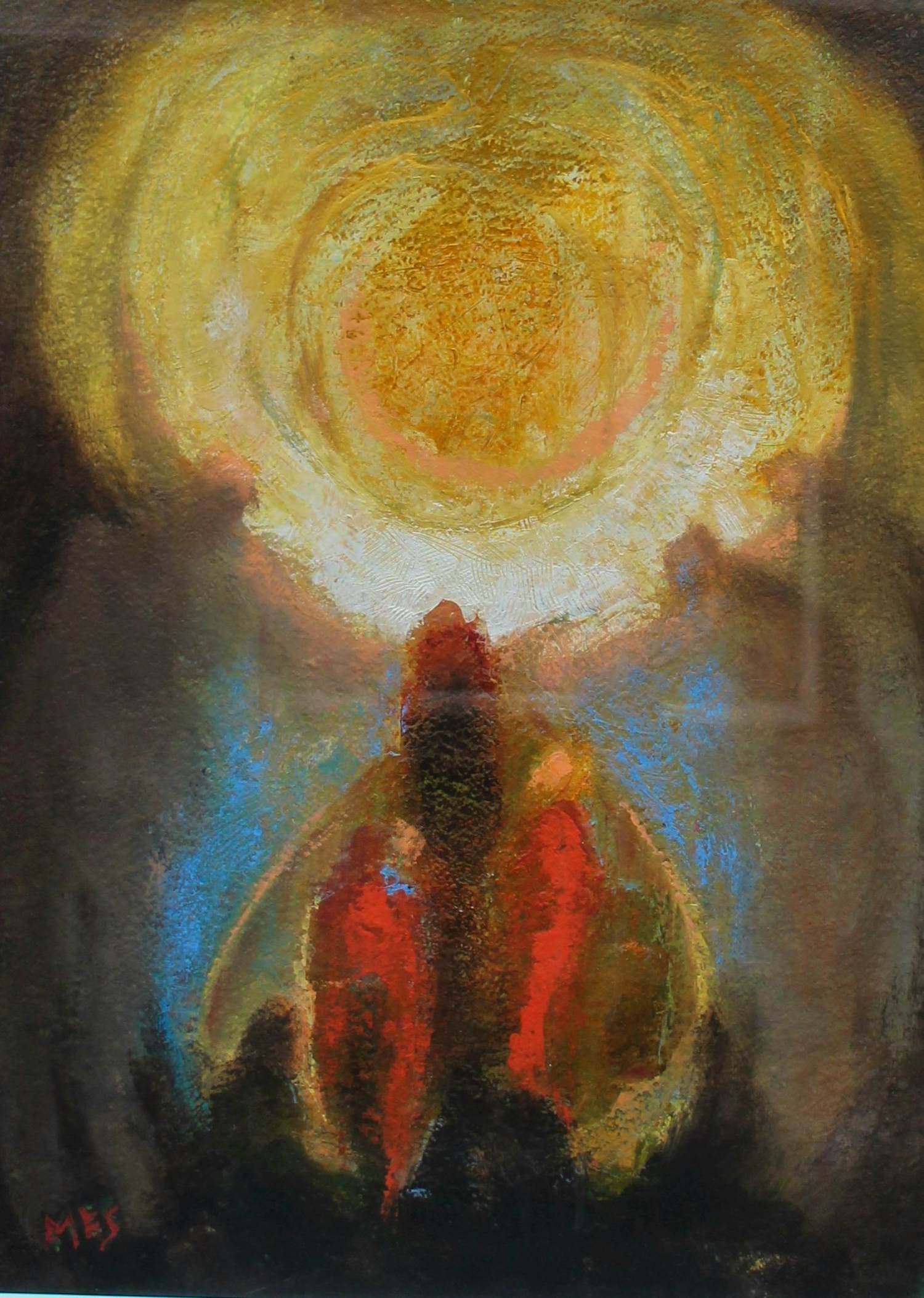 Han Mes - Ingelijste olieverf op papier: Varen naar het licht kopen? Bied vanaf 295!