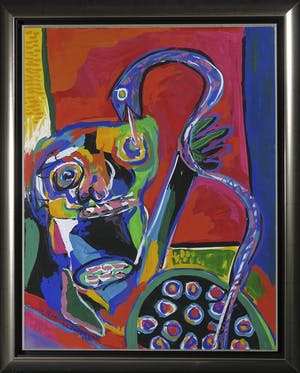 Arnold Zweerman - Gouache, De slang - Ingelijst kopen? Bied vanaf 1!