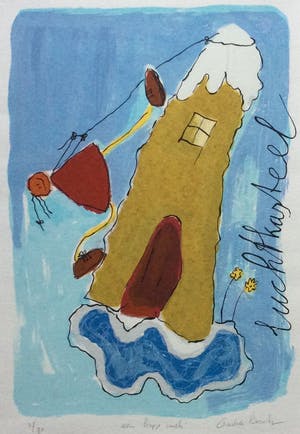 Geke uit de Bosch - Luchtkasteel - 'een hapje wolk' | kleuren zeefdruk (ingelijst) kopen? Bied vanaf 39!