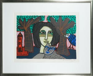 Corneille - Zeefdruk, Femme et chat - Ingelijst kopen? Bied vanaf 200!