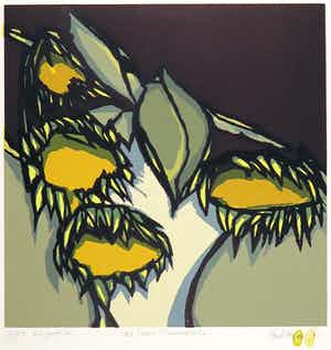 Fon Klement - Boardsnede, Les Trois Tournesols verkocht voor € 80!