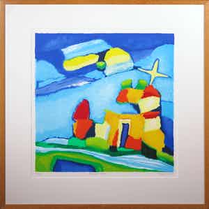 Saskia Bremer - Zeefdruk, Jeruzalem Castle - Ingelijst verkocht voor € 35!