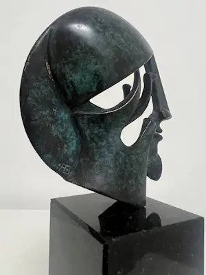 Fons Bemelmans - gesigneerde sculptuur | 'Krijgerskop' |1998 kopen? Bied vanaf 950!