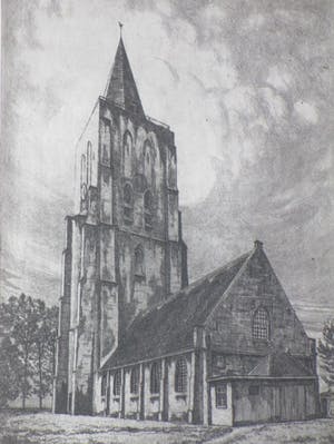 Laurens Jannis Braams - Kerktoren van Oostkapelle - Ets kopen? Bied vanaf 50!