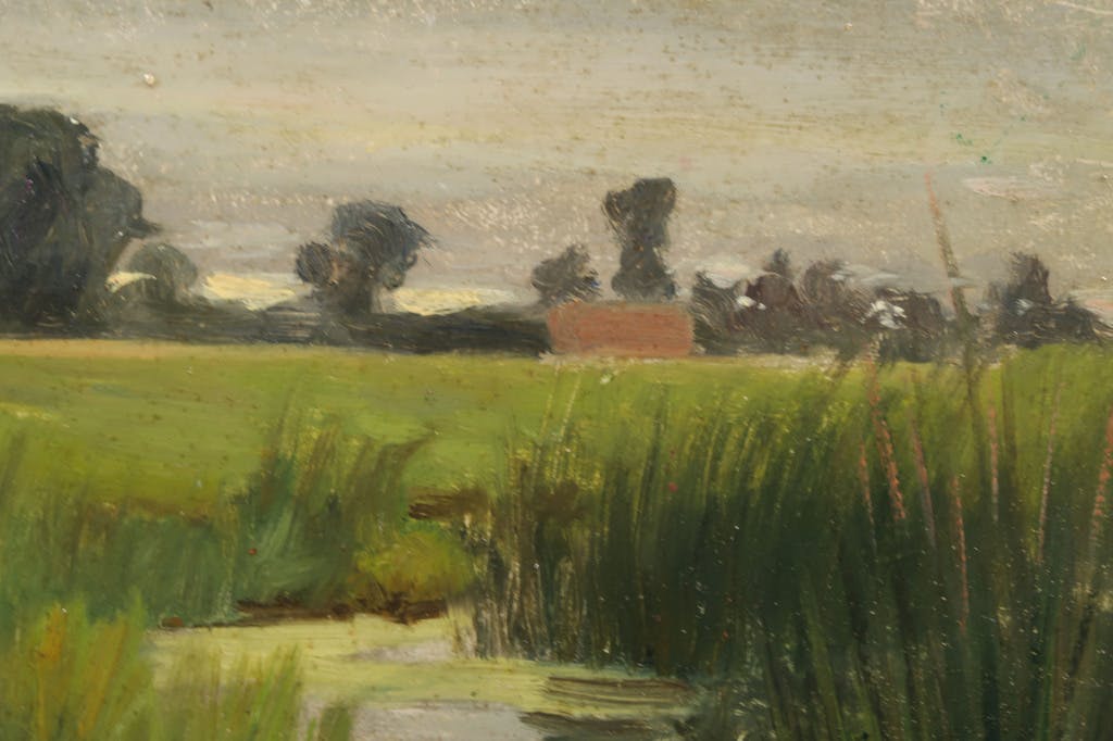 Jaap de Ruig - Jaap de Ruig: Olieverf op paneel, Een Zomeravond - Ingelijst kopen? Bied vanaf 20!