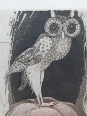Eva Haskova - ets-aquatint - Het Uiltje - ingelijst - 25558 kopen? Bied vanaf 75!