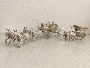 Zilver - 925 - Filigrain Paardenkoets & Ossenwagen - Java Indonesië - midden 20e eeuw kopen? Bied vanaf 95!