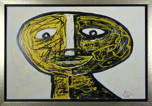 Martin van Wordragen - Gemengde techniek op doek, Deurknophoofd- Ingelijst (Groot) verkocht voor € 250!