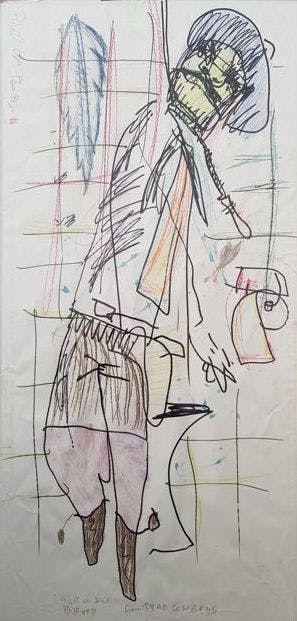 Herman Brood - zeer grote tekening, ingelijst en gesigneerd verkocht voor € 1000!