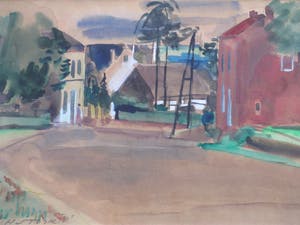 Hein Stork - Mediterraan stadsstraatje - Aquarel kopen? Bied vanaf 1!
