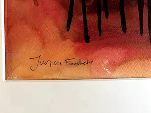 Jurjen Fontein - Mensen op terras - Aquarel kopen? Bied vanaf 120!