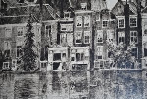Hendrikus Roodenburg - Den Haag - Vijverberg - grote ets uit 1921 - van Kunsthandel Koch - ingelijst - kopen? Bied vanaf 75!