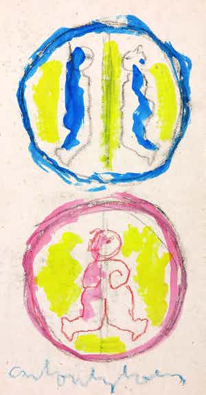 Anton Heyboer - Gemengde techniek op papier, Zonder titel verkocht voor € 100!