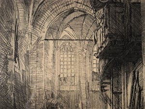 Jan Hohman - Brabantse Schilder/Graficus - Ets - "restauratie O.L.Vrouwe Kerk Breda" gesignee kopen? Bied vanaf 10!