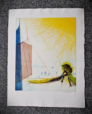 Ronald Tolman - grote kleuren Ets & Aquatint "IKANOS I" - Gelderse grafiekmap 1992 - bep. oplage kopen? Bied vanaf 58!