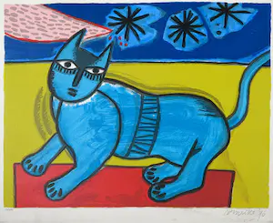 Corneille - Zeefdruk, Blauwe kat kaufen? Bieten Sie von 1!