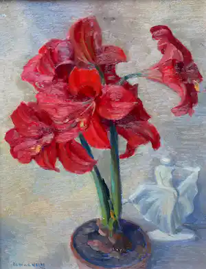 Ad Blok van der Velden - Olieverf, ingelijst: Amaryllis vendu pour 100€ !
