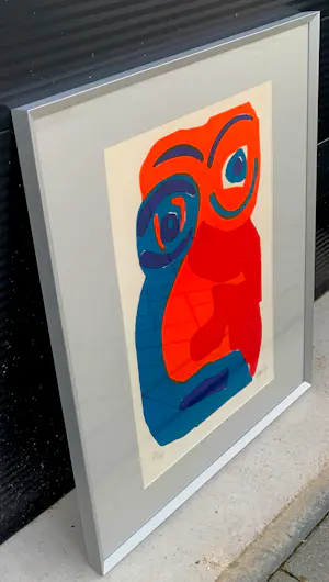 Karel Appel - Ingelijste kleurenlitho: Happy face - 1969 kopen? Bied vanaf 799!