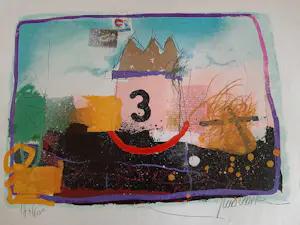 Theo Koster - Zeefdruk en collage, 3 kopen? Bied vanaf 35!