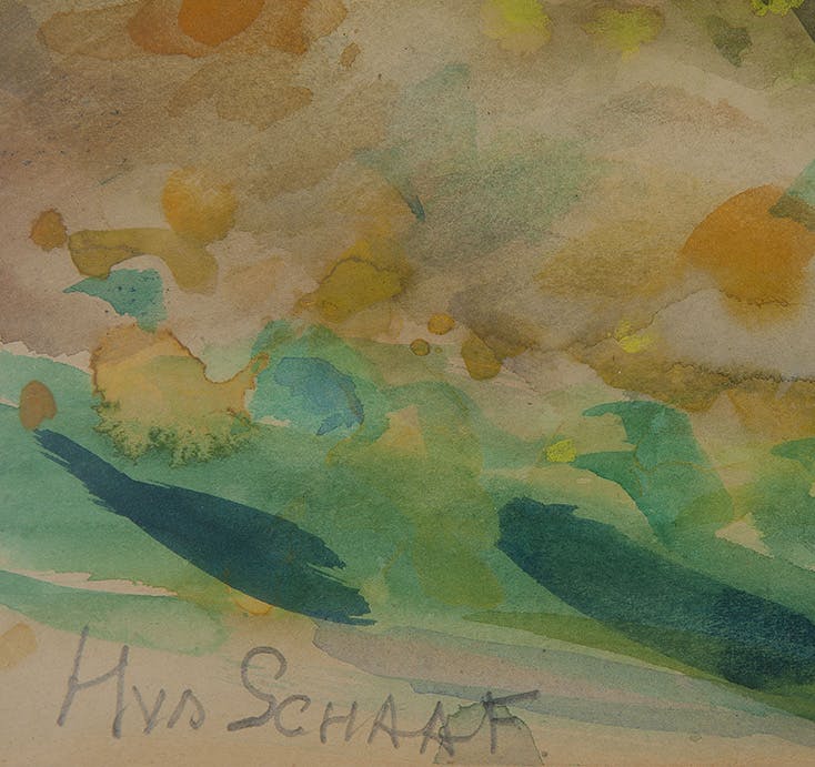 Hans van der Schaaf - Landschap - Aquarel op papier - gesigneerd op glasplaat l.o. - BKR Amsterdam  kopen? Bied vanaf 10!