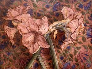 Marcel Schellekens - Kleurenets - 'Amarylissen' - Ingelijst verkocht voor € 150!