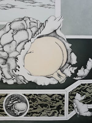 Katinka Niederstrasser - Schuilend naakt, aquatint ets kopen? Bied vanaf 40!