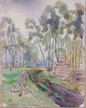 Han Krug - Aquarel "Houtkapplaats Schaarsbergen" 1942 kopen? Bied vanaf 30!