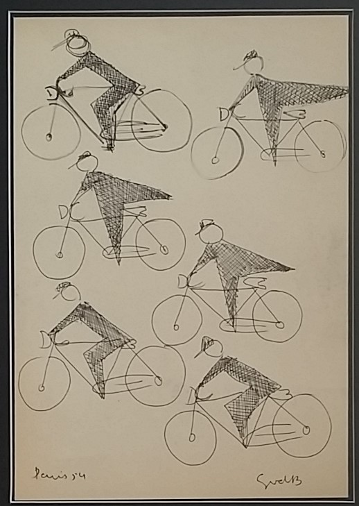 Siep van den Berg - Wielrenners - Inkt op papier kopen? Bied vanaf 150!