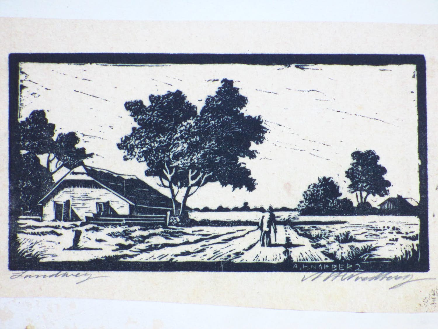 Antonius Hubertus Nordberg - Landweg - Houtsnede kopen? Bied vanaf 1!