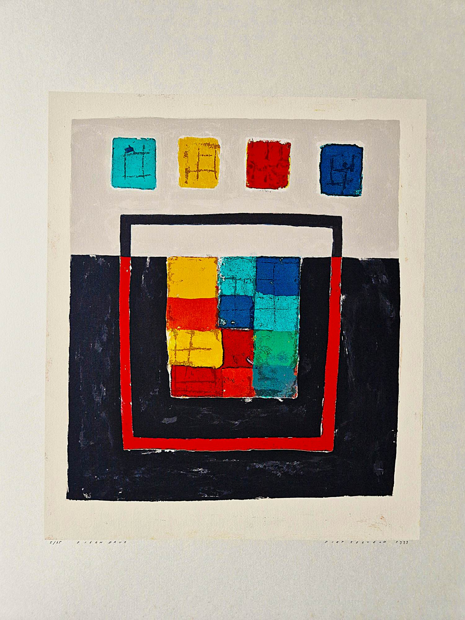 Piet Zegveld - grote geometrisch abstracte litho -eigen druk - kleine oplage (25) - gesigneerd kaufen? Bieten Sie von 34!