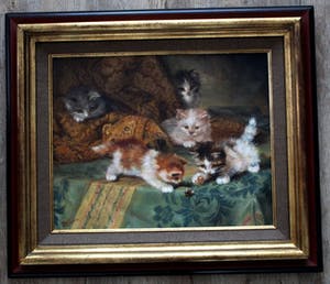 Johannes Wouterus van Trirum - Olieverf op paneel: spelende kittens - 1924 kopen? Bied vanaf 450!