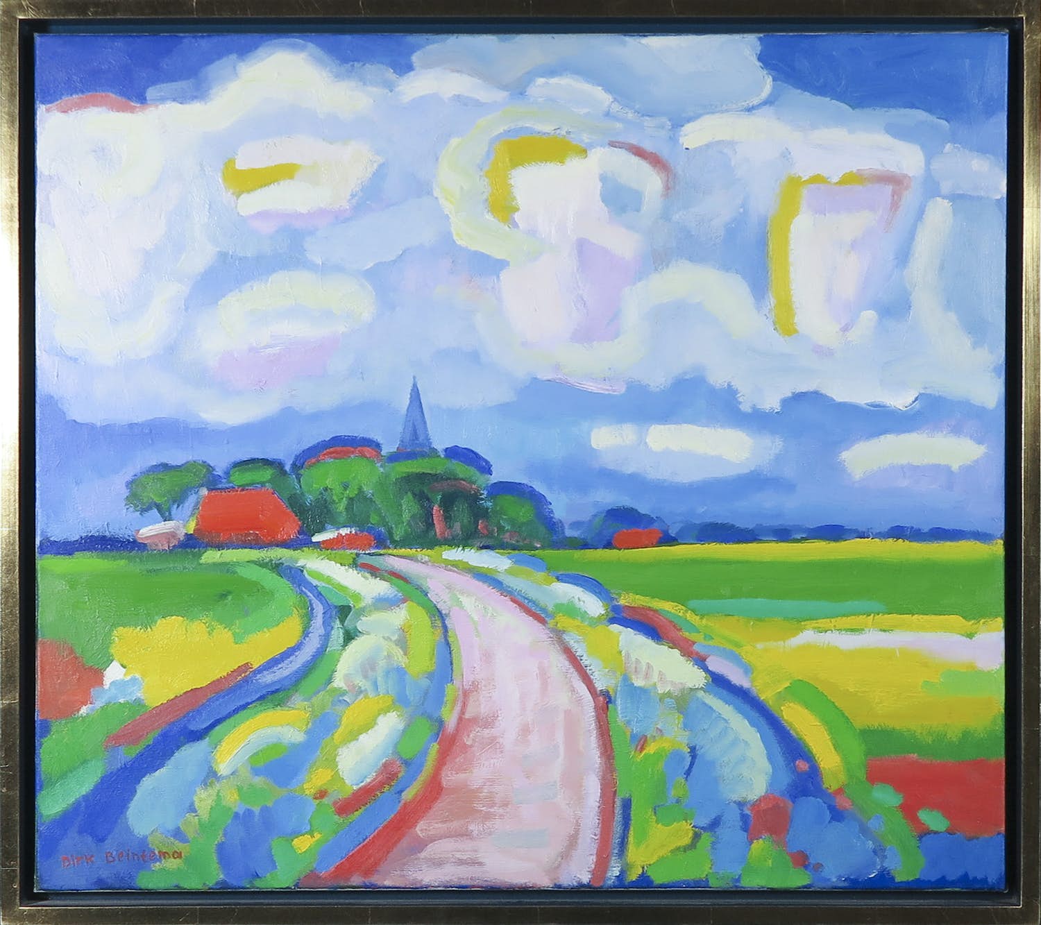Dirk Beintema - Olieverf op board, Fries landschap - Ingelijst verkocht voor € 350!