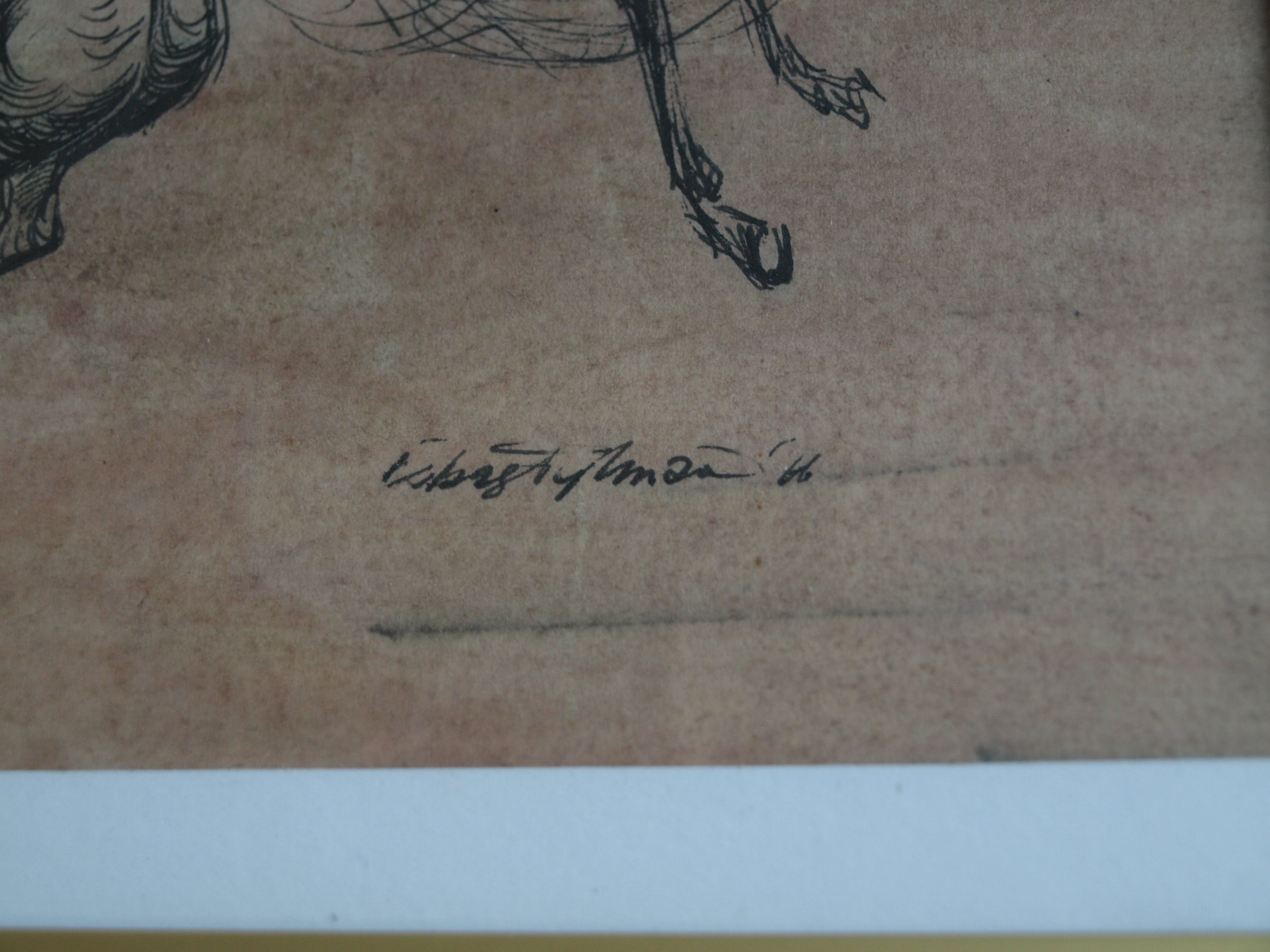 Klaas Pijlman - Pentekening , 3 Paarden – gesigneerd & ingelijst – 1966 kopen? Bied vanaf 35!