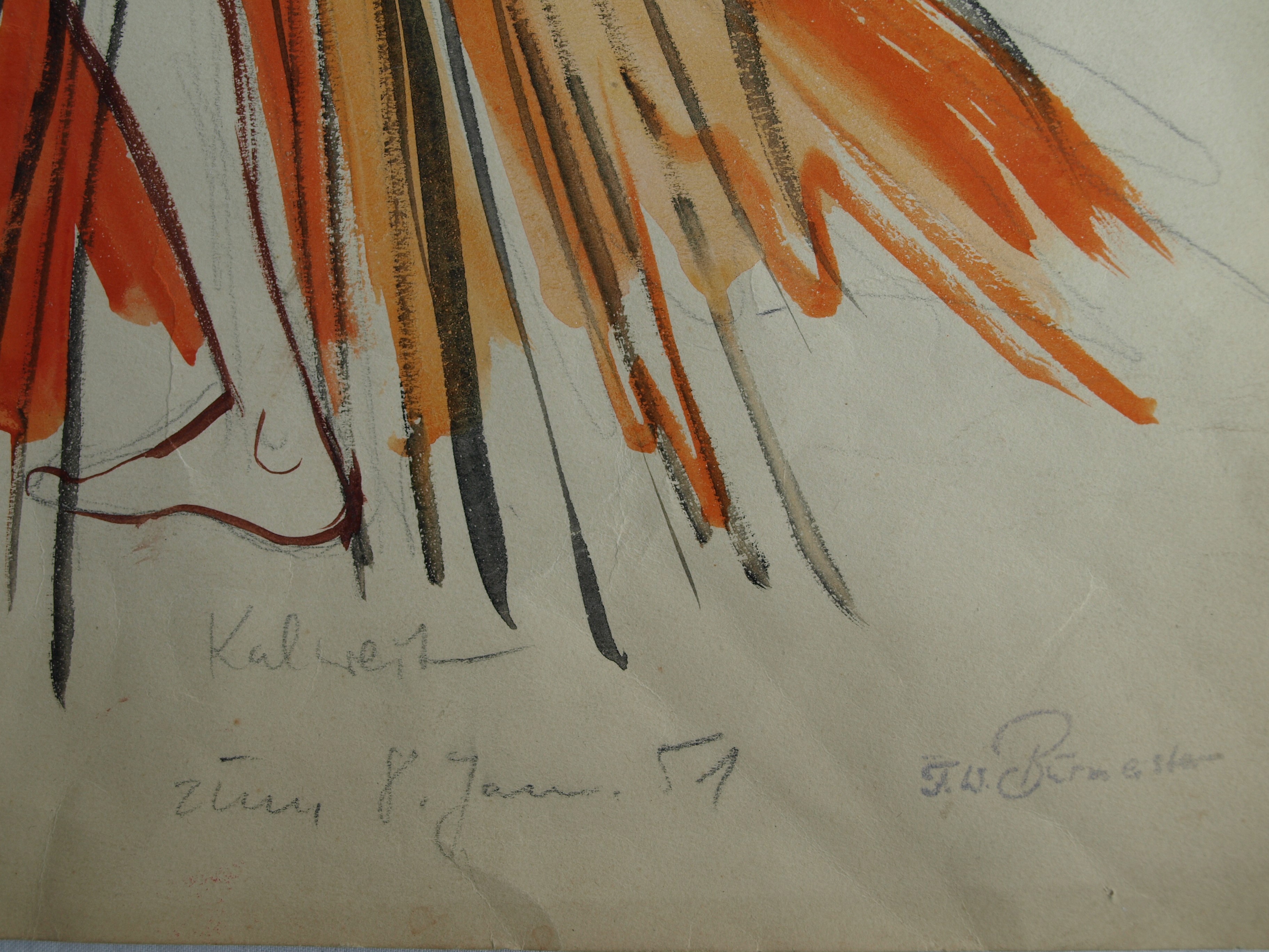 Niet of onleesbaar gesigneerd - Aquarel , Danseres – gesigneerd – 1951 kopen? Bied vanaf 1!