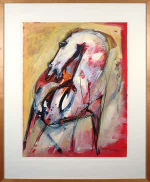 Frits van Eeden - Gemengde techniek op papier, Dreamhorse - Ingelijst (Groot) verkocht voor € 100!