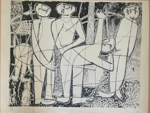 Marcel Notebaert - 8 zwart-wit tekeningen van figuren en taferelen. kopen? Bied vanaf 300!