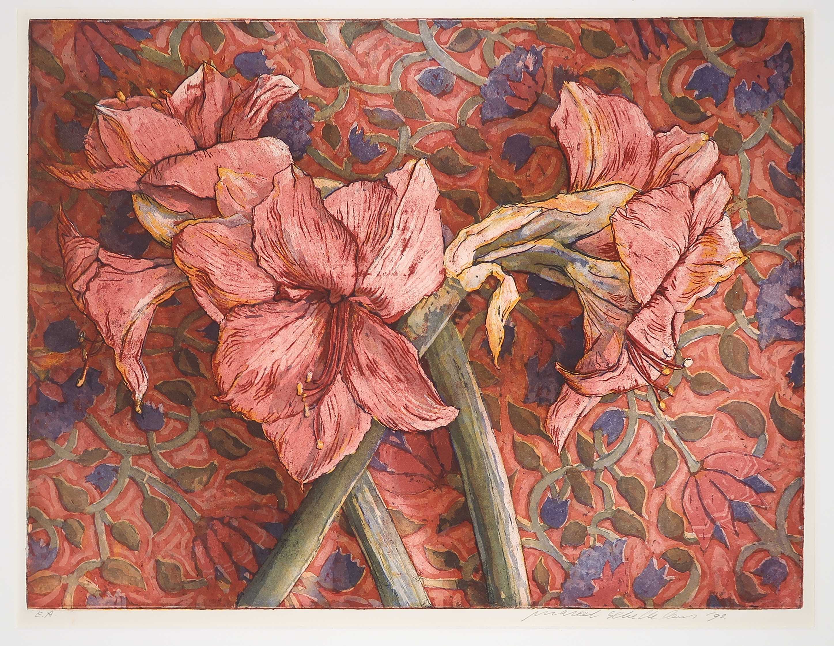 Marcel Schellekens - Kleurenets, Amaryllissen voor behang verkocht voor € 50!
