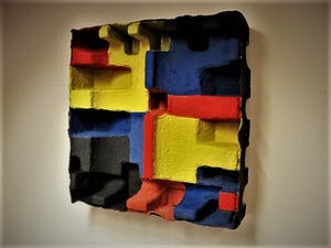 Pjotr van Oorschot - Geometrisch Acrylverf op karton "Hommage a de Stijl" gesigneerd kopen? Bied vanaf 30!