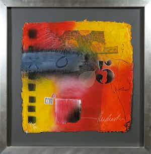 Theo Koster - Zeefdruk en collage, Zonder titel - Ingelijst verkocht voor € 1!