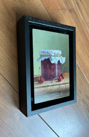Hans Habraken - Schilderij stilleven kersen in een weckpot en kersen op tafel. kopen? Bied vanaf 195!