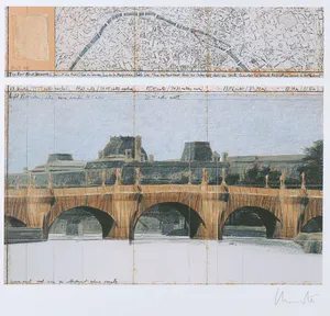 Christo - Handgesigneerd exemplaar The Pont Neuf Wrapped met stofmonster - Ingelijst (Groot) kopen? Bied vanaf 1!