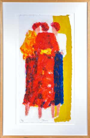 Wil Willemsen - Zeefdruk op geschept papier, Talking - Ingelijst (Groot) verkocht voor € 50!