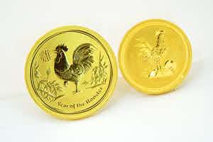 2438 - TWEE (2) 0.999 GOUDEN 100$ Australie "year of Rooster" munten (62.3 gr!) verkocht voor € 2460!