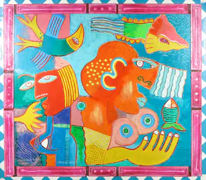 Clemens Briels - Handbewerkte zeefdruk, Imagenes de la diaspora - Ingelijst (Zeer groot) kopen? Bied vanaf 200!