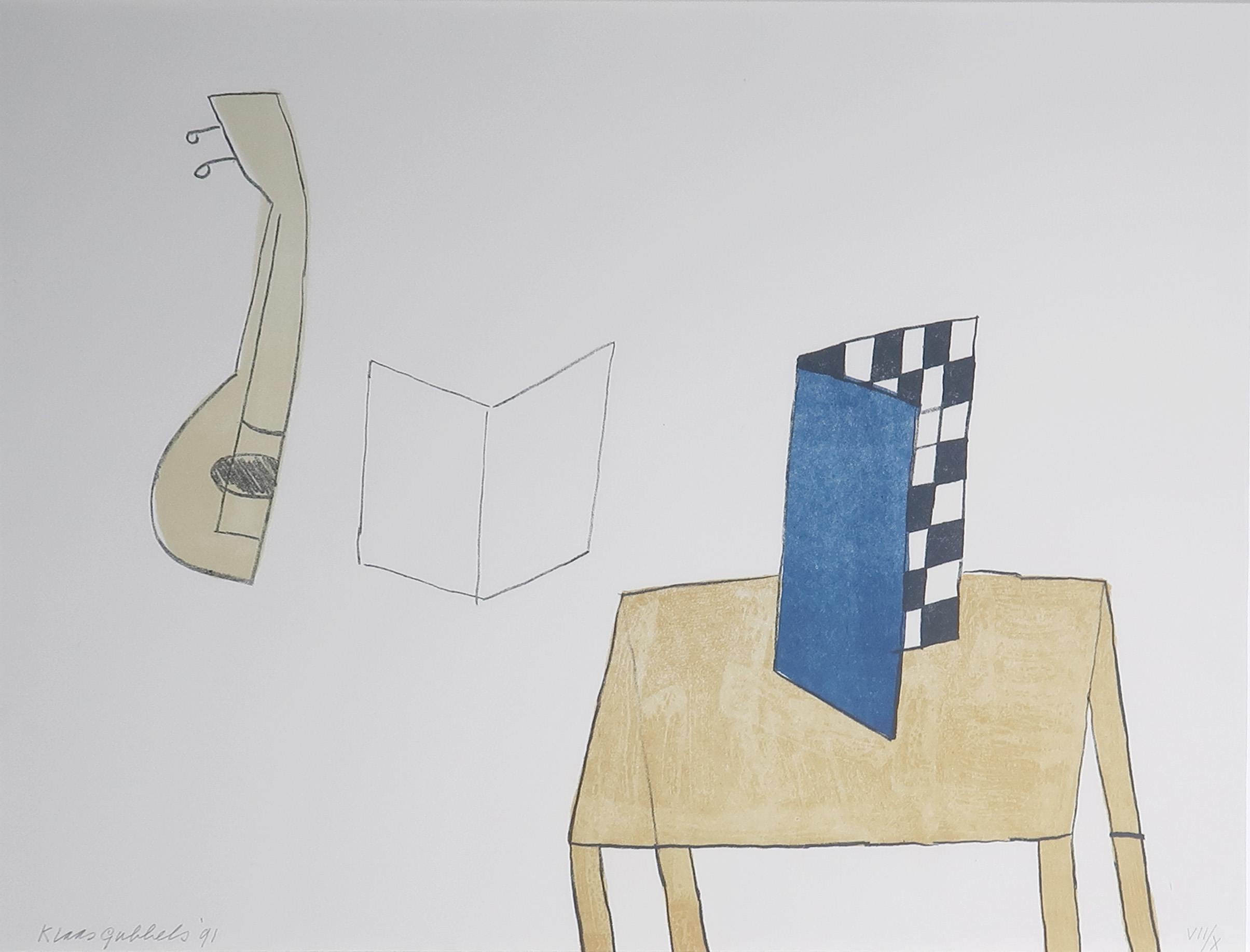 Klaas Gubbels -  Litho, Naakt op tafel en boek op tafel - Ingelijst kopen? Bied vanaf 160!