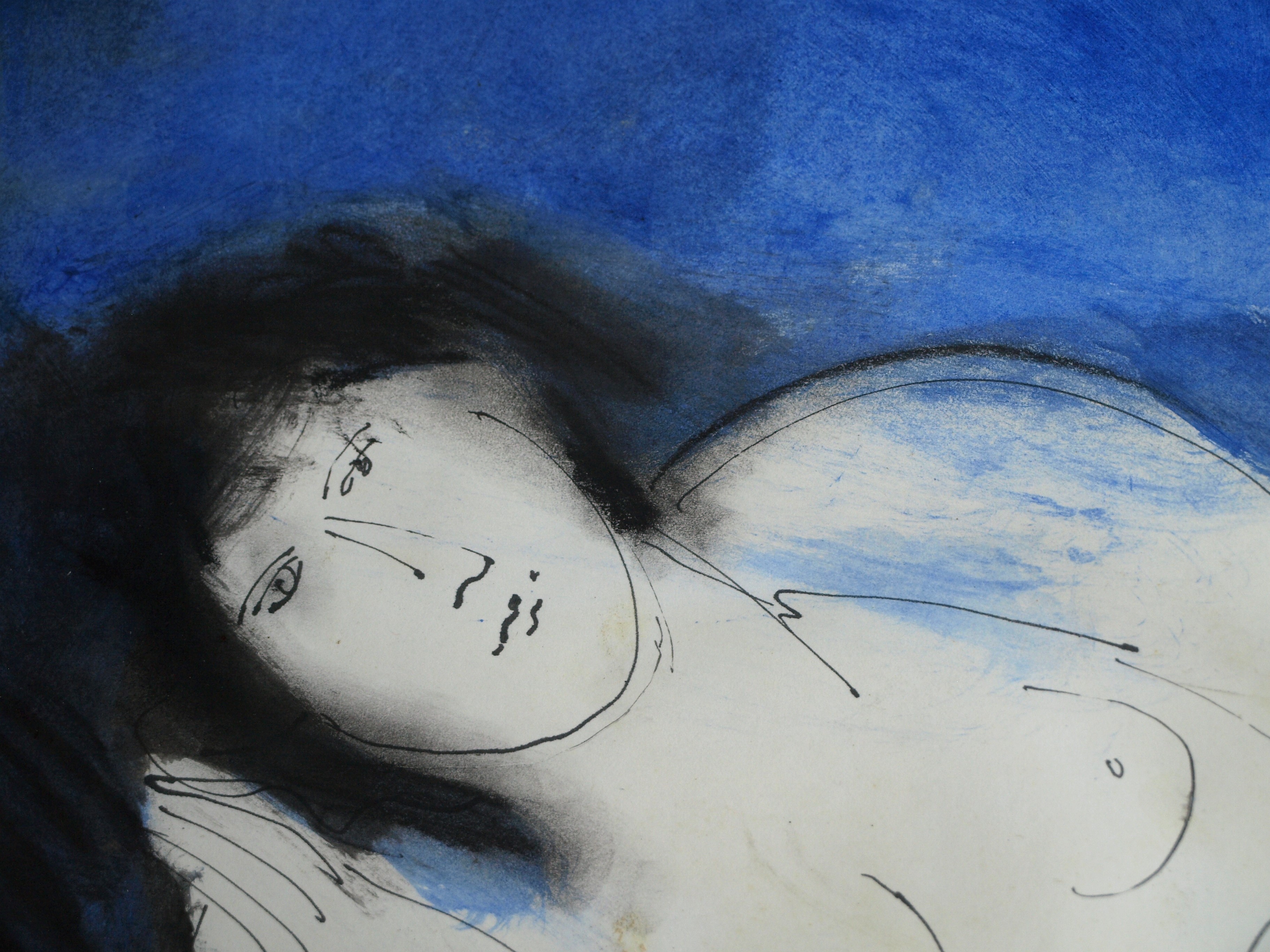 Anke Engelse - Acrylverf en inkt , Vrouw met Kraai –gesigneerd & ingelijst – 1993 kopen? Bied vanaf 75!
