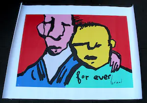 Herman Brood - Zeefdruk op linnen: "Fore ever (friends) kopen? Bied vanaf 599!