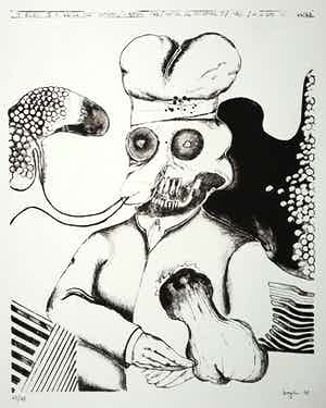 Breyten Breytenbach - ‘N blom is ‘n vlieg met kimono, litho verkocht voor € 150!