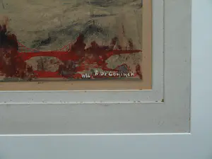 Rene De Coninck - Gemengde techniek op karton , Ingelijst , ‘Stadsgezicht’ - 1956 kopen? Bied vanaf 1!