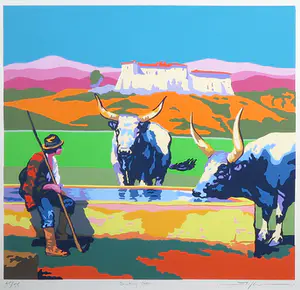 Marco Kooiman - Zeefdruk, Drinkin Oxen- Ingelijst kopen? Bied vanaf 100!